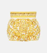 [Dolce & Gabbana] Dolce & Gabbana Majolica high-rise cotton shorts AU 16 yellow