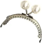 MOLUCKFU DIY Purse Making Accessory 8.5cm Curved Purse Frame Grain and Pearl Decor