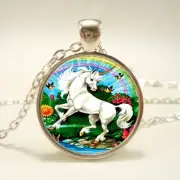 UNICORN WHITE PEGASUS ART Pendant On 925 Sterling Silver 20" Necklace Women Men