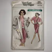 80's Blouse Skirt Jacket Suit Sewing Pattern Vogue 7253 UNCUT Size 8 - 10 - 12