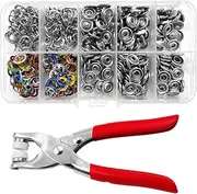 HAIKING Hollow Five-Prong Snap Buttons, 100 Sets Color Metal Snaps Buttons with Fastener Pliers Press Tool for DIY Crafts, Clothes Hats (9.5mm)