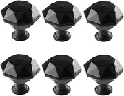Knobs Pull 6 Pcs 0.94 * 0.98Inch Single Hole Black Diamond Bedside Table Drawer Crystal Acrylic Handle