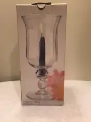 STUDIO NOVA FOOTED CLEAR REGAL HURRICANE CANDLE LAMP 9" NEW IN BOX