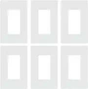 Lutron Claro Screwless Light Switch Cover Plate, 1 Gang, White, 6 Pack