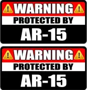 2 - 3" AR-15 AR 15 Protected by Decal SET Gun Warning Security Sticker WS3