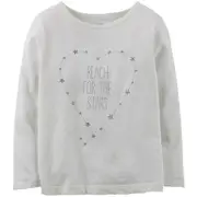 Carter's Girl White Sparkle Glitter Reach For The Stars Long Sleeve Tee Top 5 5T