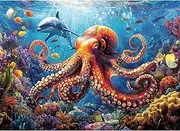 [Yunlus] 1000 Pieces Jigsaw Puzzles for Adults Octopus Puzzles Impossible Hard Difficult Challenging Puzzles for Teens Underwater World Jigsaw Puzzle Dolphin 1000pc Puzzle 28 x 20 inch