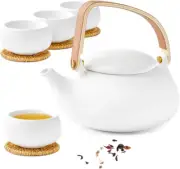 Japanese Tea Set - 27oz Ceramic Japanese Teapot with Tea Infuser and 4 Cups