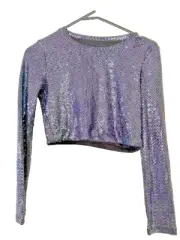 BARDOT JR Cropped Long Sleeve Top Black Sparkle NEW WITH TAGS