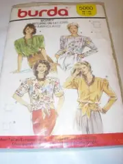 WOMENS UNCUT BURDA 5060 SEWING PATTERN BUTTON FRONT SHIRT BLOUSE TOP SIZE 12-24