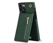 C08 Green Messenger Zipper Phone Protective Leather Case Protection Bumper Mobile Phone Back Cover for IPhone 14 Pro 6.1