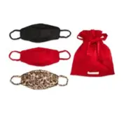 WAYF 3 pack - Satin Face Mask Scarlet Red, Leopard & Black w/ Drawstring Bag