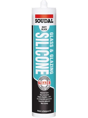 Soudal Glass and Glazing Silicone Sealant Matt Black 300ml (127781)