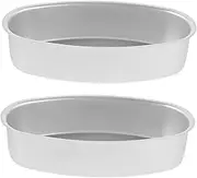 PRETYZOOM 2Pcs Non Stick Aluminum Loaf Pan Set Oval Baking Molds for Cakes Breads and Desserts Easy to Clean Dishwasher Safe Bakeware Tool for Home Baking