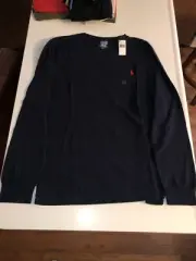 Men’s Large Polo Ralph Lauren Navy Blue Red Tee T-Shirt Pullover Crewneck NWT L