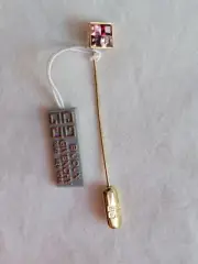 Vintage 1980s Givenchy Bijoux New York Paris Tag, 4 Pink Rhinestones Stick Pin