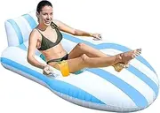 Adult Pool Floats | Inflatable Floating Water Hammock | Soft Lounger with Cup Holder for Relaxation Water Play Travel River Lake Pool Backyard Vacation