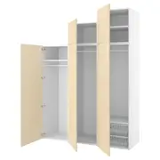PLATSA wardrobe with 5 doors, white/Kalbåden lively pine effect, 180x57x241 cm