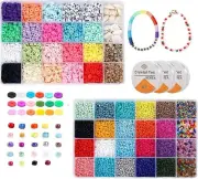Glass and Clay Bead 20744pcs Jewelry Making Kit - Preppy Bracelet Flat Beads