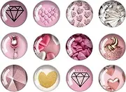 Pink Heart Glass Refrigerator Magnets Strong,12Pcs Magnets for Fridge,Funny Fridge Magnet Shape,Cute Small Tiny Magnet for Kitchen Whiteboard Door Decorative (Pink Refrigerator Stickers)