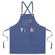Adjustable Chef Apron Cross Back Aprons for Kitchen Cooking Painting, Blue