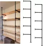 Industrial Wall Mount Iron Pipe Shelf, 5 Shelves Shelving Bracket Black Vintage