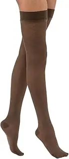 JOBST UltraSheer Diamond Pattern Compression Stockings, 15-20 mmHg, Thigh High, Silicone Dot Band, Closed Toe, Espresso, X-Large