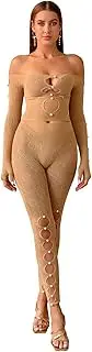 [Tender Whisper] Women's Fishnet Set Lace Pearl Bodystocking Party Dress Stretchy Strapless Top & Tights Sexy Clubwear