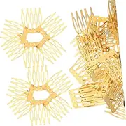 WRITWAA 50pcs Golden DIY Hairpin Combs for Women Five Teeth Handmade Hair Accessories Smooth Texture Simple Tuck Comb for Custom Hairstyles and Fashion Styling