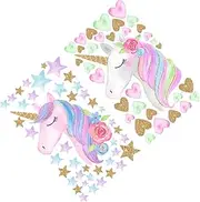 HONITANO 2Pcs Removable Unicorn Wall Stickers Assorted Color DIY Decals for Non Adhesive for Teen Girl Decor Easy to Remove Without Glue