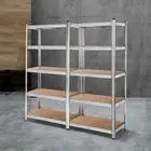 Set of 2 Boltless Shelving Unit 5 Tier Rack Storage Garage Warehouse Shelf Metal