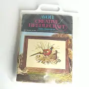 New Vtg Avon Creative Needlecraft Wild Pheasants Crewel Embroidery Picture Kit
