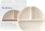 Yooforea Platinum Silicone Baby Suction Plate (Upgraded), Baby Led Weaning Plate, 100% Food Grade Silicone, Non Sticky Stain Resistant by UV Treatment, Dishwasher, Microwave Safe, BPA BPS Free - Cream