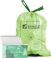 Emily's Choice Heavy Duty Biodegradable Trash Bag Code M (50 Count)with D2W Technology, Custom Fit Trash Bag compatible with Simplehuman Code M trash bins, 45L / 12 Gallons 1.2 MIL / 30 Micron