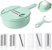 Manual Slicer | Fruit Shredder with Container Easy Disassembly | Multi-Functional Vegetable Cutter, 12-in-1 Food Chopper Excellent Shredding Performance Handheld Kitchen Cutting