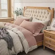 PURE ERA Jersey Knit 4pc Bed Sheet Set 100% T-Shirt Cotton Super Soft Comfy Breathable Fits Mattress Up to 20" Extra Deep Pocket (Solid Petal Pink, Cal King)
