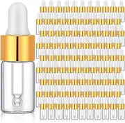 100 Pcs Glass Dropping Bottles Mini Essential Oil Dropper Bottles Empty Sample Vials with Cap Tiny Storage Jars 3 Ml