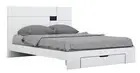 White Wood CA King Platform Bed Frame With Storage Drawer