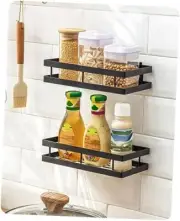 Metal Spice Rack Wall Mount Floating Shelves 2 Pack Black Storage organizer 9.8