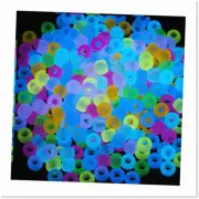 1000 Pcs Glow in The Dark Acrylic Pony Beads 6x9mm Bulk - Vibrant 9 Color Assort
