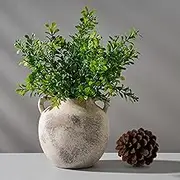 PORCER 5.8 Inch Terracotta Vase with Handles, Rustic Vase for Home Decor, Farmhouse, Living Room, Table - Gray, Set of 1
