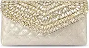 [Aheli] Champagne Color Clutch Purses for Women Handmade Evening Handbag Stylish Bridal Fashion Clutch Bag for Women, Champagne, One Size
