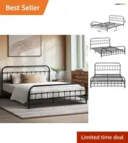 Timeless Vintage Double Bed Frame with Intricate Details and Storage Solution
