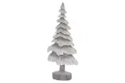 Hill Interiors Snowy Tree Wood Effect Carved Christmas Decoration (Grey) - UTHI4567