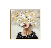 Woman with Flower Head Wall Art Canvas 80cm x 80cm