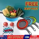 Kitchen Collapsible Fold Silicone Colander Fruit Vegetable Strainer Basket KP