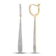 14k Yellow Gold Round Diamond Drop Dangle Earrings 3/4 Cttw