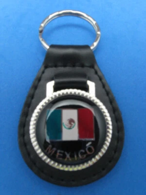 MEXICO AUTO TRUCK FLAG LEATHER KEYCHAIN KEY CHAIN RING FOB #161