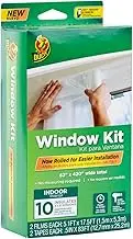 Duck Brand Window Insulation Kit - Winter Window Seal Kit Fits up to 10 Windows - Rolled Shrink Film Cuts to Size for Easy Indoor Installation - Window Tape Included - 62 in. by 420 in.- Clear