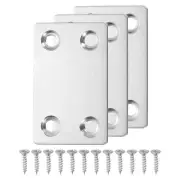 3 Set Flat Mending Plates, 1.5 x 2.36 Inch Stainless Steel Flat Brackets, Silver